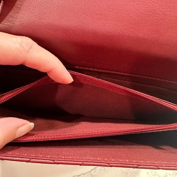 Badgley Mischka Quilted Crossbody Bag Designer Purse with Studs; Color - Wine - Picture 5 of 7